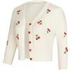 Belle Poque - Maglia da donna stile bolero con ricamo a ciliegie anni '50, scollo a V, maniche a 3/4, maglia corta GF609, XXL