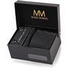 Massi Morino Cravatta con Fazzoletto da Taschino Set Uomo incl. Gemelli, Fermacravatta e Confezione Regalo - Set Cravatta Uomo per Matrimonio