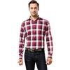 Vincenzo Boretti Camicia Uomo Eleganti, Taglio Aderente/Slim-Fit, Collo Classico, Manica Lunga, a Quadri con Inserti in Contrasto - Non Stiro/Non-Iron Blu Scuro/Rosso Vino 39-40