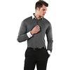 Vincenzo Boretti Camicia Elastica Uomo Eleganti, Taglio Molto Aderente (Extra Slim-Fit), Stretch, Collo Classico, Manica Lunga, in Tinta Unita - Easy Iron, Facile da stirar Grigio Scuro/Bianco 41-42