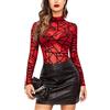 Avidlove Body da Donna a Maniche Sexy Lingerie Bodysuit Lunghe Collo a lupetto Pizzo Bodys Trasparente Stampa zebrata