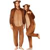 Ekouaer Tuta Intera con Cerniera e Cappuccio, Divertente Pigiama in Pile per Carnevale, Halloween, Cosplay (Uomo, Donna, Unisex), Orso, S