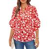 GRACE KARIN Donne Blusa Taglie Comode Leggera in Chiffon Motivo Floreale Camicia Festiva Moda Vacanza Top Estivi Blusa Donna Rosso XXL