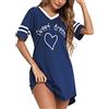 Litherday Camicia da Notte da Donna in Cotone Allentato Pigiama Loungewear Abito da Notte a Maniche Corte Camicia da Notte Casual