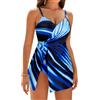 GRACE KARIN Costume da bagno intero da donna, con scollo a V, linea A, rimovibile, push-up, Fiore Radiante Blu, L