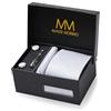 Massi Morino Cravatta con Fazzoletto da Taschino Set Uomo incl. Gemelli, Fermacravatta e Confezione Regalo - Set Cravatta Uomo per Matrimonio