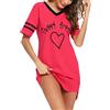 Litherday Camicia da Notte da Donna in Cotone Allentato Pigiama Loungewear Abito da Notte a Maniche Corte Camicia da Notte Casual