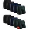 DANISH ENDURANCE Boxer Uomo Cotone, 3 o 10 Paia, Multicolore (4xnero, 3xblu Melange, 3X Verde), 3XL