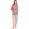 TRAMAS+ Pigiama Donna 100% Cotone, Pigiama Lungo Donna, Completo Maglia Maniche Lunghe e Pantaloni Lunghi con Vita Regolabile - XL, Raya Kodac Berenjena Seco