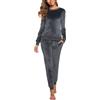 Wayleb Pigiama Donna Velluto Due Pezzi Girocollo Grigio XS