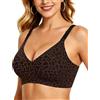 HORISUN Comodo reggiseno senza cuciture con copertura completa da donna, reggiseno push-up senza fili con supporto morbido, taglie normali e grandi, marrone leopardato, XXL