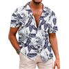 COOFANDY Camicia Hawaiana a Maniche Corte Camicia Estiva a Maniche Corte Camicia in Lino da Uomo