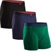 DANISH ENDURANCE Boxer Uomo in bambù, 3 Paia, Multicolore (1xNero/Rosso, 1xBlu Marino, 1xVerde), 3XL