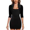 LADI TREND Coprispalle da donna con maniche a 3/4, casual, mezza foderata, aperta sul davanti, in velluto, bolero, cardigan, maglioni, serate, ufficio, feste