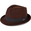 FREEBIRD99 100% feltro di lana Panama Fedora cappello corto trilby cappello piatto per uomo donna, Marrone, 7-7 1/4