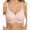 HORISUN Reggiseno Senza Ferretto Donna Reggiseni Senza Cuciture Scollo a Pizzo a V Copertura Completa Reggiseno Comodo (Rosa S)