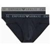 Emporio Armani Stretch Cotton Endurance 2pack Brief, Slip Uomo, Multicolore (Marine-Marine), S