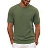 PJ PAUL JONES Maglietta da uomo girocollo lavorata a maglia, maglietta casual a maniche corte, Verde militare, S