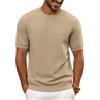 PJ PAUL JONES T-shirt da uomo a maniche corte, girocollo, estiva, casual, maglia, cammello, S