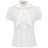 Belle Poque Elegante Camicia per Donne a Maniche Corte a Tinta Unita con Fiocco Bp0819-1 XXL