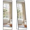 SONGMICS Specchio a Figura Intera, 150 x 40 cm, Specchio da Terra Rettangolare con Supporto, Cornice in Lega di Alluminio, Vetro Temperato, Camera da Letto Soggiorno, Nero Inchiostro LFM034B01