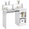 Yaheetech Scrivania per Computer Bianco Tavolo per PC da Studio con Cassetto Scrittoio con Libreria da Ufficio Salvaspazio Cameretta 106 x 50 x 94 cm