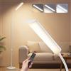 VASAGLE Lampada da Terra, Altezza Regolabile 141-175 cm, Piantana Moderna da 15 W con Testa Flessibile a 360°, Timer e Funzione di Memoria, Pulsante e Telecomando, Soggiorno, Bianco Opaco LFL007WC02
