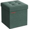 SONGMICS Pouf Contenitore da 38 cm, Cassapanca Pieghevole, Panca Contenitore, Poggiapiedi, per Camera da Letto Ingresso Soggiorno, Verde Vintage LSF027C01