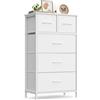SONGMICS Cassettiera con 5 Cassetti in Tessuto, Mobiletto Portaoggetti, Struttura in Acciaio, 50,6 x 30 x 96,2 cm, per Camera da Letto, Bianco Nuvola, Collezione BELLAH LGS431W101