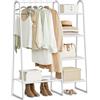 SONGMICS Stand Appendiabiti, Appendiabiti da Terra, 5 Ripiani Portaoggetti, Struttura in Metallo, 40 x 101,7 x 153,3 cm, Camera da Letto, Soggiorno, Ingresso, Bianco Nuvola HSR138W01