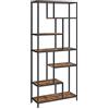 VASAGLE Libreria Scaffale, Libreria Verticale a 6 Ripiani, Porta Piante, 30 x 80 x 180 cm, Pannello di Truciolato, Studio Soggiorno Camera da Letto Cucina, Marrone Vintage e Nero LLS119B01