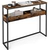 VASAGLE Tavolo da Console a 2 Livelli, Tavolo da Ingresso Stretto, con Scomparti Semi-Aperti, 24 x 100 x 80 cm, per Ingresso, Soggiorno, Marrone Vintage e Nero Inchiostro LNT091K01