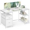 VASAGLE Scrivania per Computer, Tavolo da Ufficio, Scrivania con 3 Ripiani, 2 Cassetti, 140 x 60 x 76 cm, per Ufficio, Soggiorno, Stile Moderno, Bianco Acero e Bianco Nuvola LWD104WF01