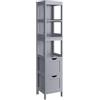 VASAGLE Mobile da Bagno, Mobiletto da Bagno con 2 Cassetti, 3 Ripiani Aperti, Mobiletto Salvaspazio per Soggiorno Cucina, Stile Moderno, Grigio Tortora BBC066G02