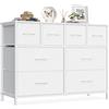 SONGMICS Cassettiera con 8 Cassetti, Mobiletto Portaoggetti in Tessuto e Acciaio, Organizer per Camera da Letto e Soggiorno, 98.7 x 30 x 74.7 cm, Bianco Nuvola, Collezione Bellah LGS234W101
