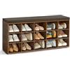VASAGLE CUSTOS Collezione - Panca Scarpiera con Seduta, Scarpiera Ingresso con Cuscino e 15 Scomparti, Ripiani Regolabili, Corridoio Soggiorno, 105 x 30 x 48 cm, Marrone Vintage e Marrone Noce LHS15BX