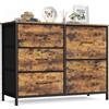 SONGMICS Cassettiera con 5 Cassetti in Tessuto, Struttura in Acciaio, Mobiletto Portaoggetti, 98,7 x 30 x 74,7 cm, per Camera da Letto, Soggiorno, Marrone Vintage, Collezione Bellah LGS235K101