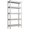 SONGMICS Scaffalatura a 5 Ripiani, Scaffale Portaoggetti, Montaggio Senza Bulloni, Ripiani Regolabili, 30 x 75 x 150 cm, Portante 875 kg, per Garage Magazzino Cantina, Argento GLR300E01