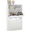 VASAGLE Scarpiera con 2 Scomparto Aperto e Divisorio Regolabile, 102 cm | Portascarpe con pannello melaminico facile da pulire, 60 x 24 x 102 cm, Bianco, CUSTOS Collezione, LBC040W01V1