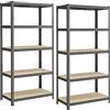 SONGMICS Set di 2 Scaffali per Carichi Pesanti, Scaffalature a 5 Ripiani in Acciaio, Senza Viti, in Garage, Magazzino, Ripostiglio, Portante 600 kg, 50 x 100 x 200 cm, Grigio Nebbia GLR050G02