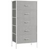 SONGMICS Cassettiera con 5 Cassetti, Mobile in Tessuto, Organizzatore 40 x 60 x 120 cm, Stile Moderno, Bianco e Grigio Chiaro LTS815W01