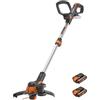 WORX WG163E Decespugliatore Tagliabordi a Batteria 20V, stelo in Alluminio regolabile, Rasaerba Elettrico da Giardino, Diametro Taglio 30 cm e filo da 1.65 mm - 2 Batterie Incluse