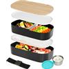 VINATO Lunch Box 1400ml Con Posate Per Ufficio, Scuola E Viaggi - Schiscetta Pranzo Con Scomparti In 2 Livelli, BPA-Free - Ideale Come Porta Pranzo Per Adulti E Bambini