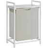 VASAGLE Cesto Portabiancheria, Porta Biancheria, Sacco in Tessuto Estraibile e Rimovibile, Piano d扐ppoggio, Metallo, 65 L, 50 x 33 x 72 cm, Bianco Crema e Bianco Opaco BLH101W01