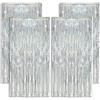 KOOSREEL 4 Metallo Tinsel Argento (1 × 2 m), Foglia di Paillettes per Capodanno, Festa di Matrimonio, Decorazione di Compleanno, Tende con Frange in Alluminio, 4pcs