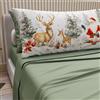 PETTI Artigiani Italiani - Lenzuola in Cotone con Federe in Stampa Digitale di Natale, Lenzuola Natalizie Una Piazza, Completo Letto Singolo Natalizio, Xmas 17 Verde, 100% Made in Italy