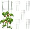 Relaxdays Set da 6 Sostegni per Pomodori Circolari, Alti 76 cm, per Piante Rampicanti, Rose, 3 Anelli Regolabili, Verde