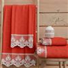 PETTI Artigiani Italiani - Asciugamani Bagno in 100% Spugna di Cotone, Set Asciugamani 1+1, 2 Pezzi 1 Asciugamano Viso e 1 Asciugamano Mani, Rosso