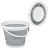 Relaxdays Secchio Pieghevole da 10 Litri, Pieghevole, Recipiente Richiudibile, per Casa Automobile e Campeggio, Grigio
