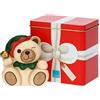 THUN - Natale 2022 - Soprammobile Teddy Elfo in Ceramica Decorata a Mano - Idea Regalo Natale 2022 - con Scatola in Latta - 10x7.5x11.5 cm h